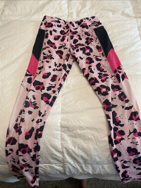 Justice Pink and Black Leopard-Print Girls' Leggings